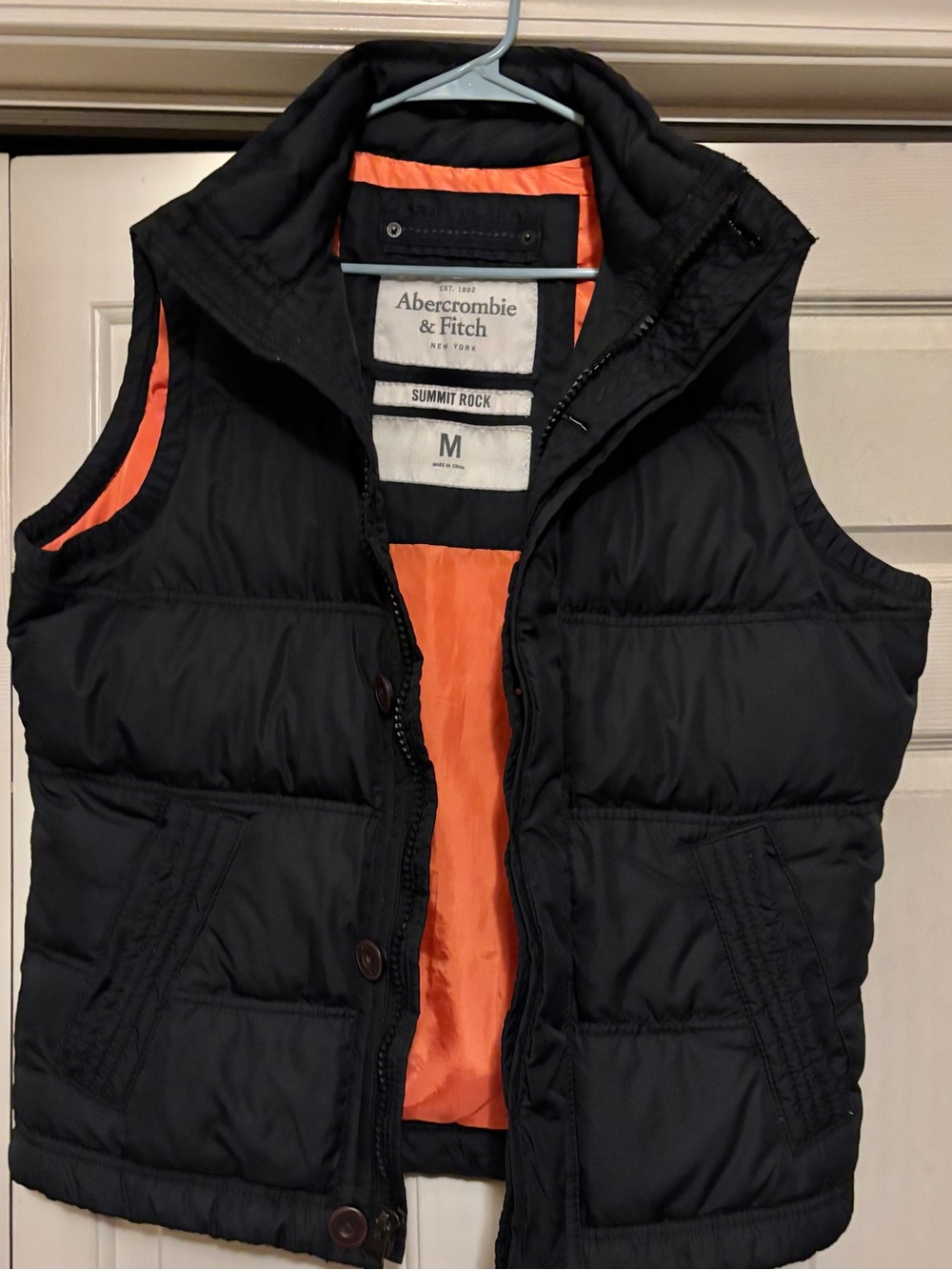 Abercrombie & Fitch Puffer Vest Summit Rock Down Full Zip Black Men's M